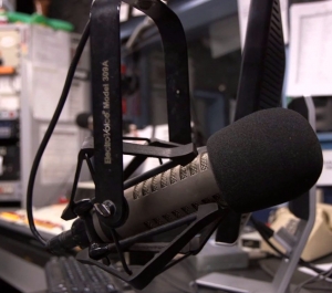 WBNY radio station studio board and microphone