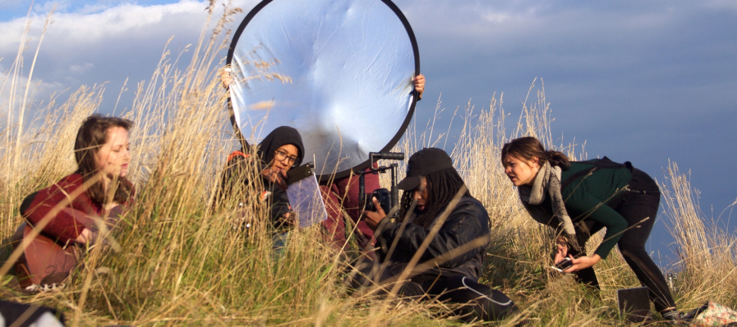 Students shooting a music video