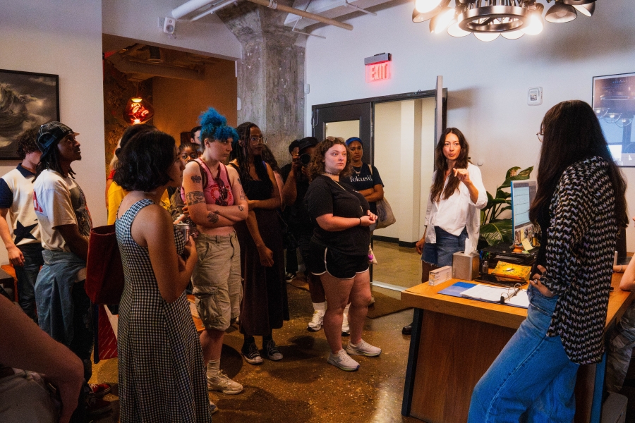 Students touring a studio